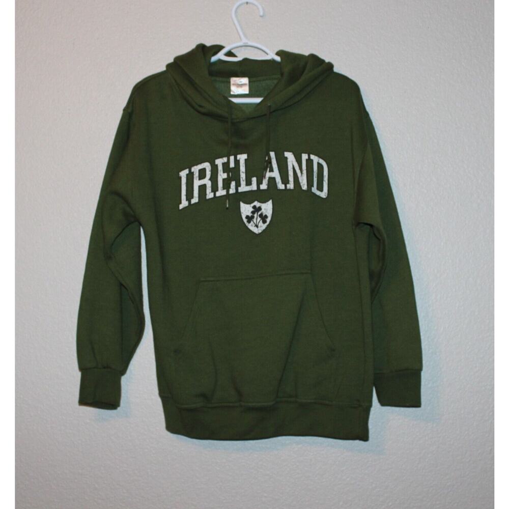 Ireland Green Hooded Sweater Small Kangaroo Front Pocket